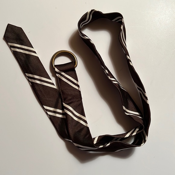 J.Crew silk brown and white belt sizeM/L